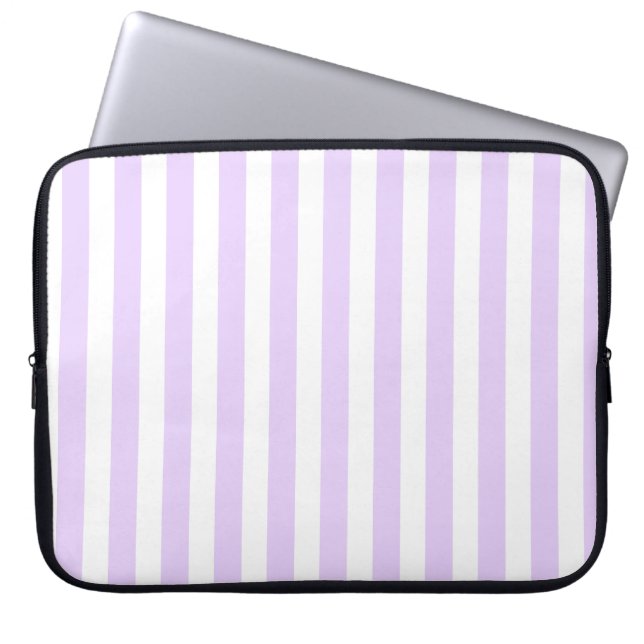 Capa Para Notebook Lilac, púrpura e tiras doces brancas (Frente)
