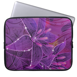 Capa Para Notebook Lili Roxo e Flor Abstrato de Sparkles