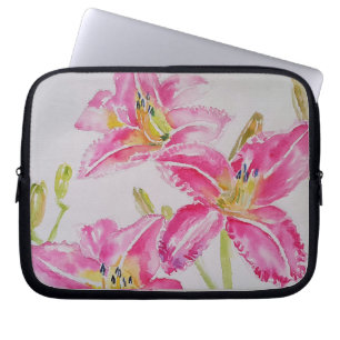 Capa Para Notebook Lily Lillies, Rosa, Watercolor Painting Floral