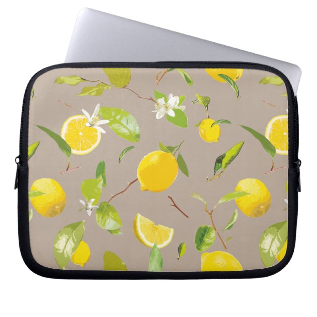 Capa Para Notebook Limão de Aquarela e Folhas 11 (Frente)