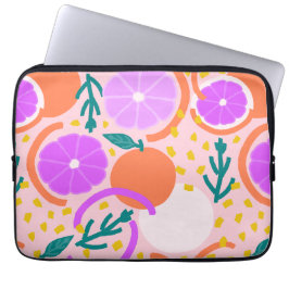 Capa Para Notebook Limão Rosa Geométrico de Frutas Cítricas Modernas