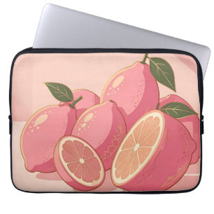 Capa Para Notebook Limão Rosa Moderno Feminino Cítrico