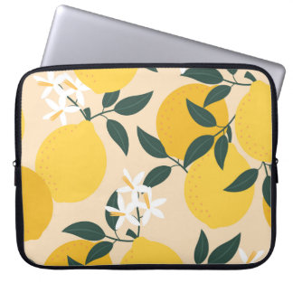 Capa Para Notebook Limão Vintage: Textura de Fruta sem costura.