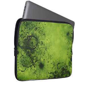 Capa Para Notebook Lime Green Grunge com Acentos Pretos