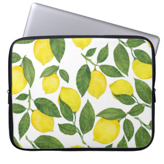 Capa Para Notebook Limões de Aquarela: Padrão de Fruta de Verão