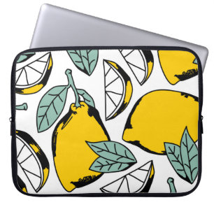 Capa Para Notebook Limões desenhados à mão, padrão vibrante.