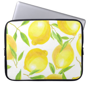 Capa Para Notebook Limões e folhas de aquarelas: padrão.