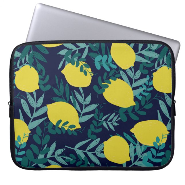 Capa Para Notebook Limões e padrão das folhas (Frente)