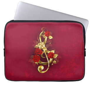Capa Para Notebook Limpeza de ouro com Flores Rosa