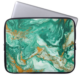 Capa Para Notebook Linda abstrato. Ouro e grama escura