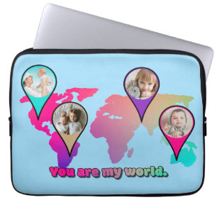 Capa Para Notebook Linda Colagem de Fotos do Mapa Mundial Multicolori