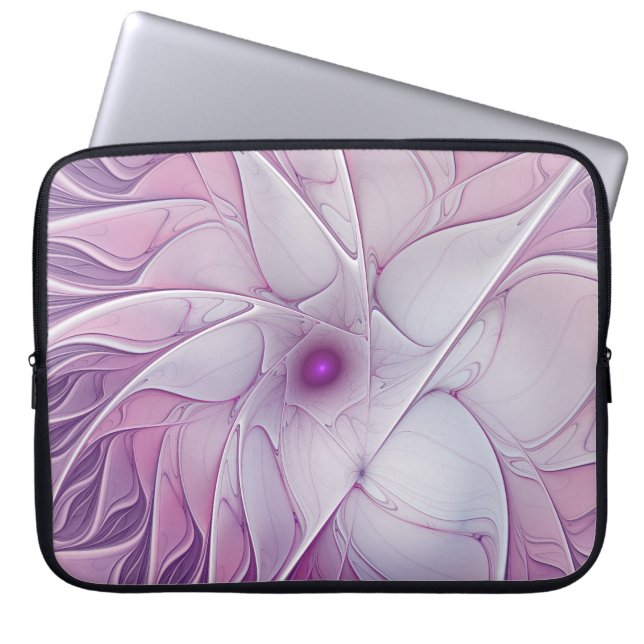 Capa Para Notebook Linda Flor Rosa Moderna Abstrato, Arte Fractal (Frente)