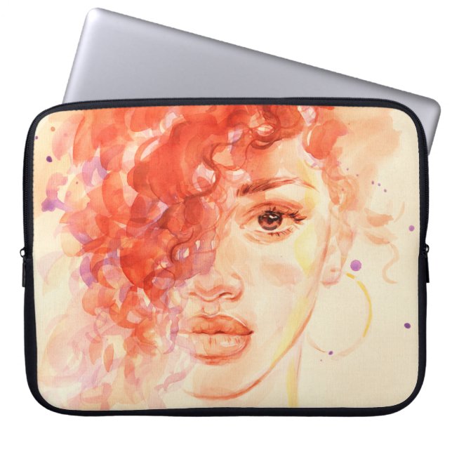 Capa Para Notebook Linda menina aquarela (Frente)