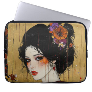 Capa Para Notebook Linda mulher em Kimono