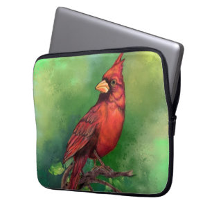 Capa Para Notebook Linda pintura de pássaro vermelho Norte