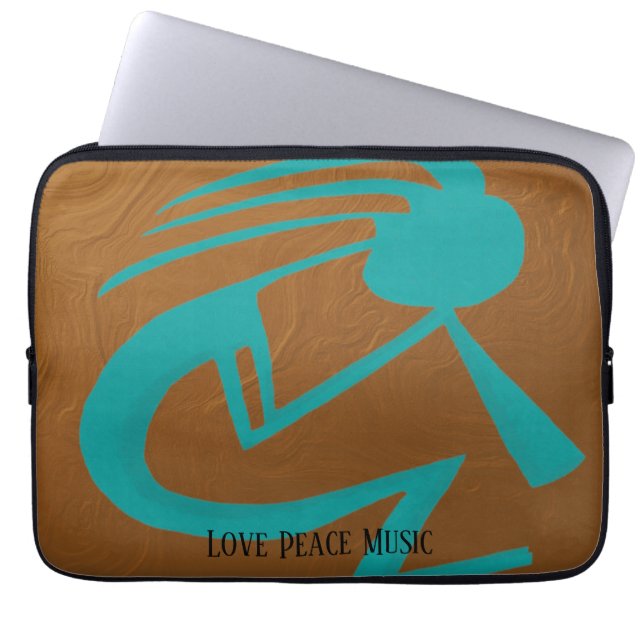 Capa Para Notebook Linda pintura Teal Kokopelli (Frente)