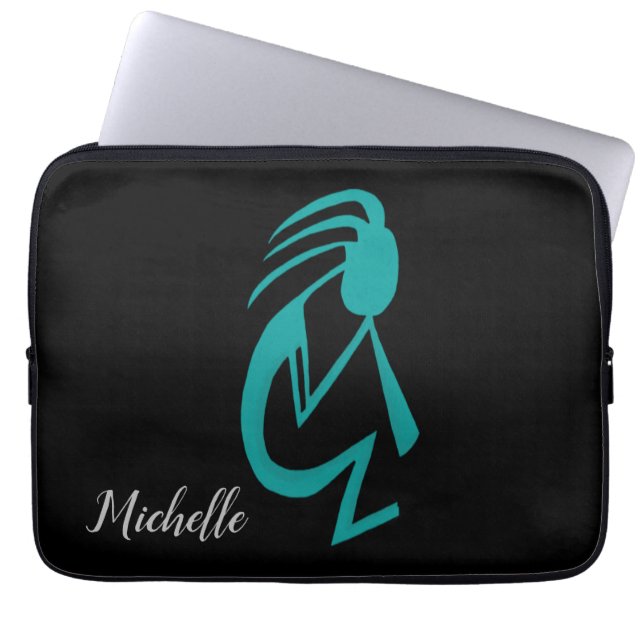 Capa Para Notebook Linda pintura Teal Kokopelli (Frente)
