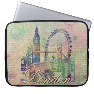 Capa Para Notebook Linda tendência Vintage London Landmarks