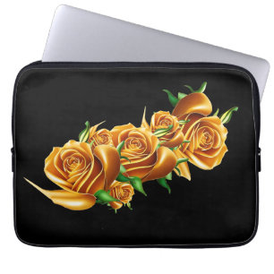 Capa Para Notebook Lindas flores de ouro rosa