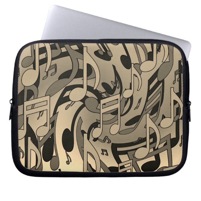 Capa Para Notebook Lindas notas musicais efêmeras Sepia Lively (Frente)