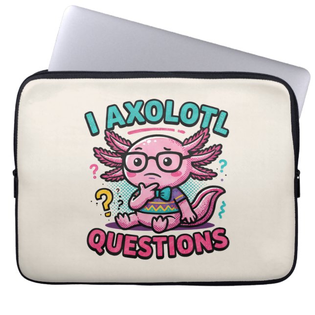 Capa Para Notebook Lindo Eu Perguntas de Axolote nerd asteca com ócul (Frente)