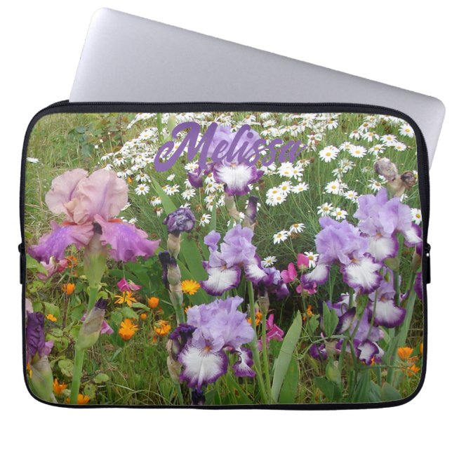 Capa Para Notebook Lindo Jardim Florestal Roxo Iris Irises (Frente)
