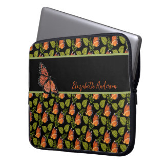 Capa Para Notebook Lindo Padrão de Borboleta Laranja com Nome