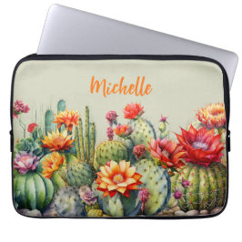Capa Para Notebook Lindos Cactos Flores Com Nome