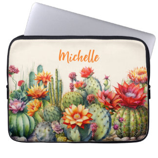 Capa Para Notebook Lindos Cactos Flores Com Nome