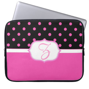 Capa Para Notebook Lindos pontos pretos e rosa doce e bonito