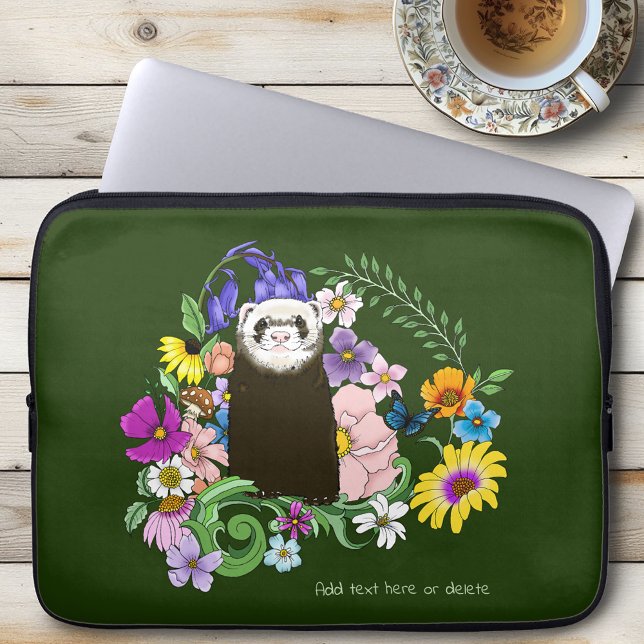 Capa Para Notebook Lindos Wildflowers de Floresta Verde Furão Sable (Criador carregado)
