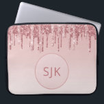 Capa Para Notebook Lingando Linho Rosa Rosa Dourado Monograma<br><div class="desc">Cor-de-rosa-pincelada - Rosa Dourada,  brilho de popa fina e Laptop de monograma elegante e cintilante. Este caso monograma pode ser personalizado para incluir seu nome inicial e próprio.</div>