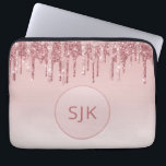 Capa Para Notebook Lingando Linho Rosa Rosa Dourado Monograma<br><div class="desc">Cor-de-rosa-pincelada - Rosa Dourada,  brilho de popa fina e Laptop de monograma elegante e cintilante. Este caso monograma pode ser personalizado para incluir seu nome inicial e próprio.</div>