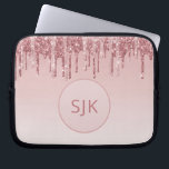 Capa Para Notebook Lingando Linho Rosa Rosa Dourado Monograma<br><div class="desc">Cor-de-rosa-pincelada - Rosa Dourada,  brilho de popa fina e Laptop de monograma elegante e cintilante. Este caso monograma pode ser personalizado para incluir seu nome inicial e próprio.</div>