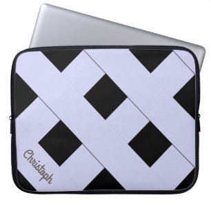 Capa Para Notebook Linhas azuis Pastel do cruzamento geométrico com