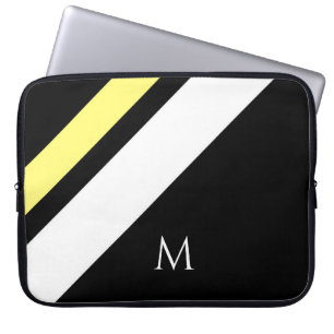 Capa Para Notebook Linhas diagonais iniciais personalizadas em preto