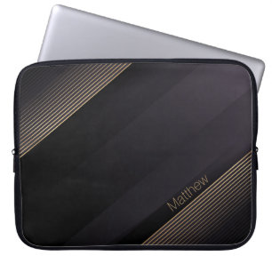 Capa Para Notebook Linhas Douradas Escuras Elegantes com Nome Persona
