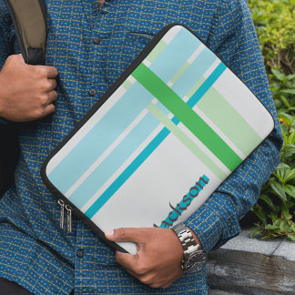 Capa Para Notebook Linhas em Azul e Linhas em Verde