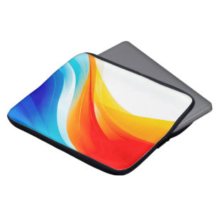 Capa Para Notebook Linhas retro laranja e abstrato azul curvas