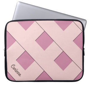 Capa Para Notebook Linhas Rosa Geométricas de Pastel Passadas com Nom