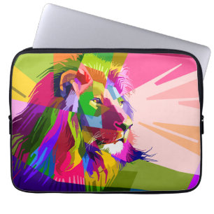 Capa Para Notebook Lion Colorful Pop Prismatic Art Design-62501