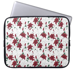 Capa Para Notebook Lírios de Natal Vermelho e Branco