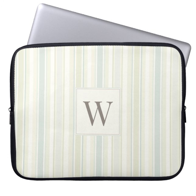 Capa Para Notebook Listra Azul Empoeirada Neutra Inicial Rustica Casa (Frente)