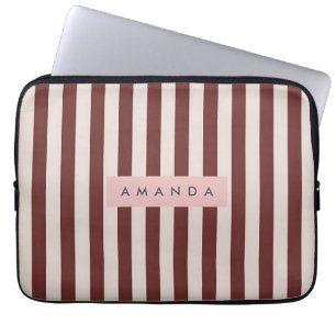 Capa Para Notebook Listra Burgundy e Marfim Personalizada