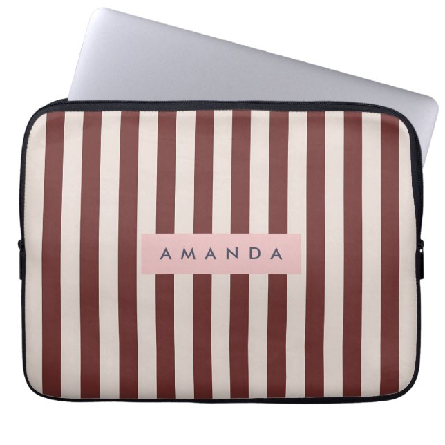 Capa Para Notebook Listra Burgundy e Marfim Personalizada (Frente)