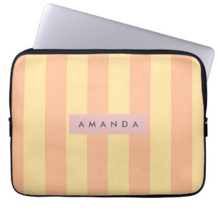 Capa Para Notebook Listra de Doce de Pêssego e Creme Personalizada
