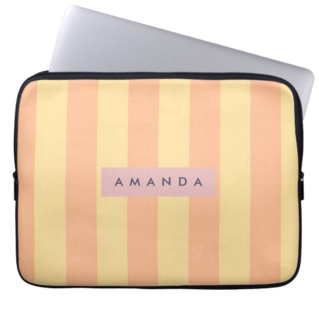 Capa Para Notebook Listra de Doce de Pêssego e Creme Personalizada (Frente)