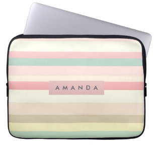 Capa Para Notebook Listra de Macaron Pastel Elegante Personalizada