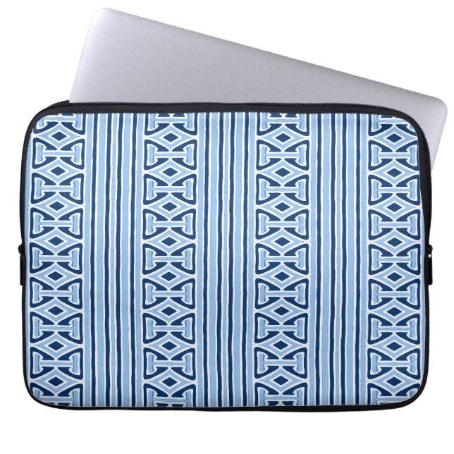 Capa Para Notebook Listra de Treliça Pintada em Azul Índigo (Frente)