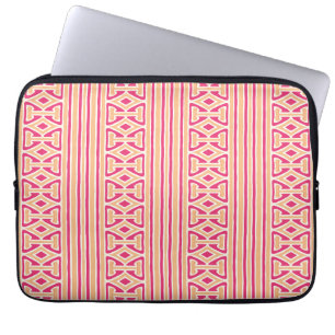 Capa Para Notebook Listra de Treliça Pintada em Rosa e Laranja